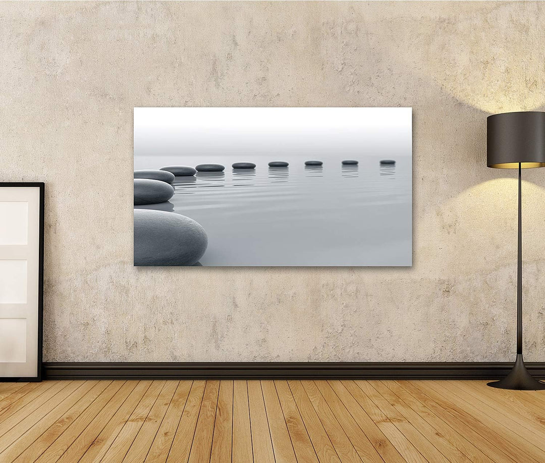 islandburner Bild auf Leinwand Steine Im Wasser Die Einen Kreis In Richtung Horizont Bilden Bilder W