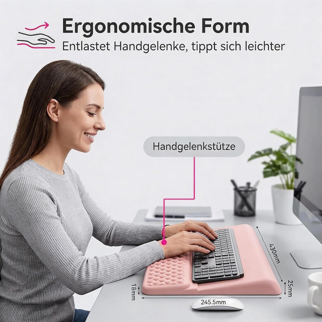 DULCE DOM Ergonomische Handgelenkauflage für Tastatur | Memory-Schaum mit rutschfester Unterseite |