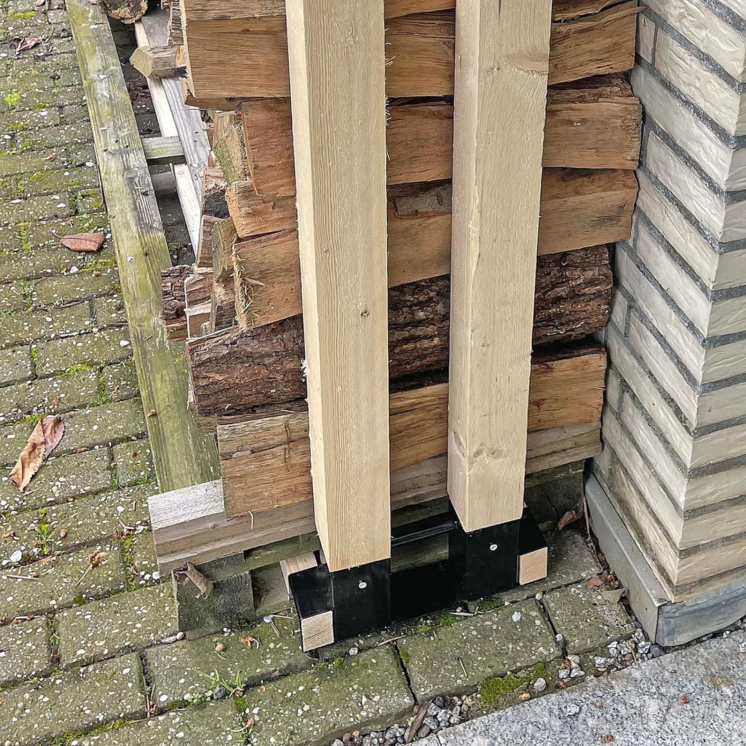 Wiltec Holzstapelhilfe für Kaminholz im 2er Set, Brennholz Stapelhilfe Gestell für Holz