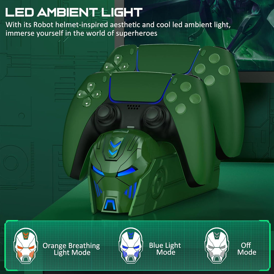 PS5 Controller Ladestation Zubehör, PS5 Ladestation Controller mit Cooles Aussehen Helm/2-3 Std Schn