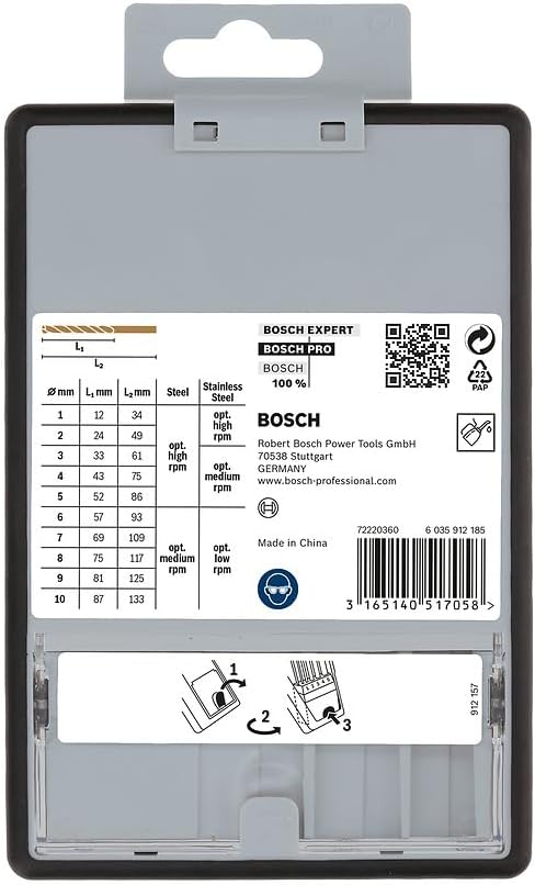 Bosch Pro 10tlg. Metallbohrer-Set HSS-Cobalt Robust Line Durchmesser: 1.0 - 10.0, Durchmesser: 1.0 -