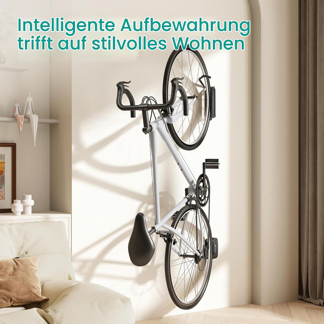 2er-Packung Fahrradhaken für die Garage, robuste, schwenkbare Wandhalterung für Fahrräder, Tragkraft