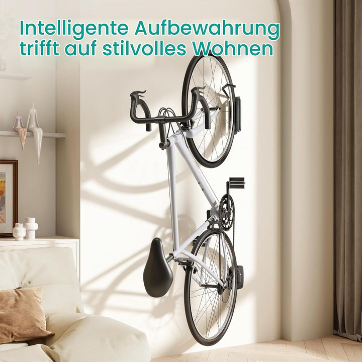 2er-Packung Fahrradhaken für die Garage, robuste, schwenkbare Wandhalterung für Fahrräder, Tragkraft