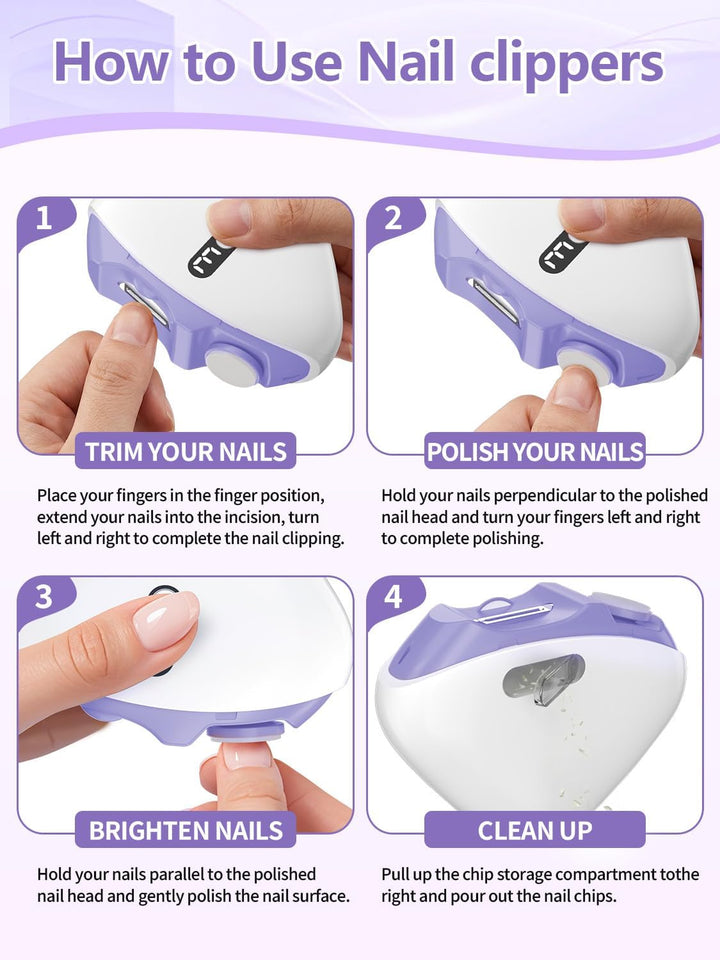 Upgrade Elektrische Nagelknipser 2-in-1, 2026 Neu Elektrischer Nagelknipser und Polierer mit 3 Gesch
