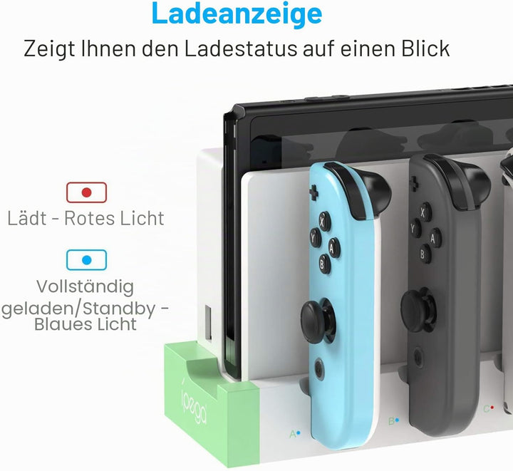 Ladestation kompatibel mit Nintendo Switch & Switch OLED Modell Joycons, Switch Controller Ladegerät