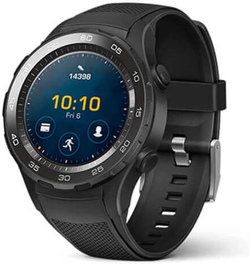 HUAWEI Watch 2 (Bluetooth) Smartwatch mit schwarzem Sportarmband (NFC, Bluetooth, WLAN, Android Wear