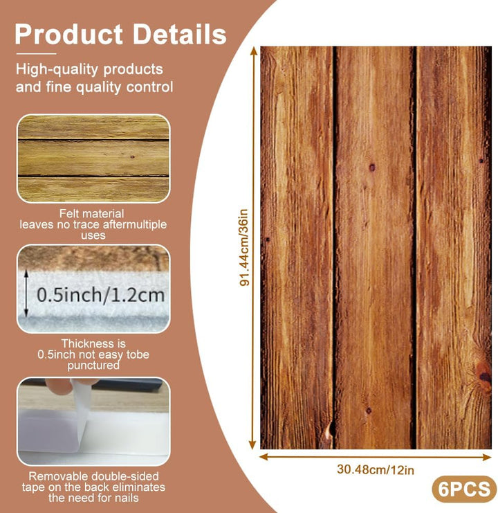 Dart Wandschutz Set aus Filz, 6 Selbstklebende Paneele in Holzoptik (30x30 cm) | Wandschutz für Dart
