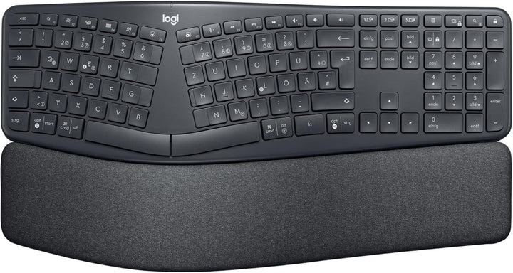 Logitech ERGO K860 kabellose ergonomische Tastatur – geteilte Tastatur, Handballenauflage, natürlich