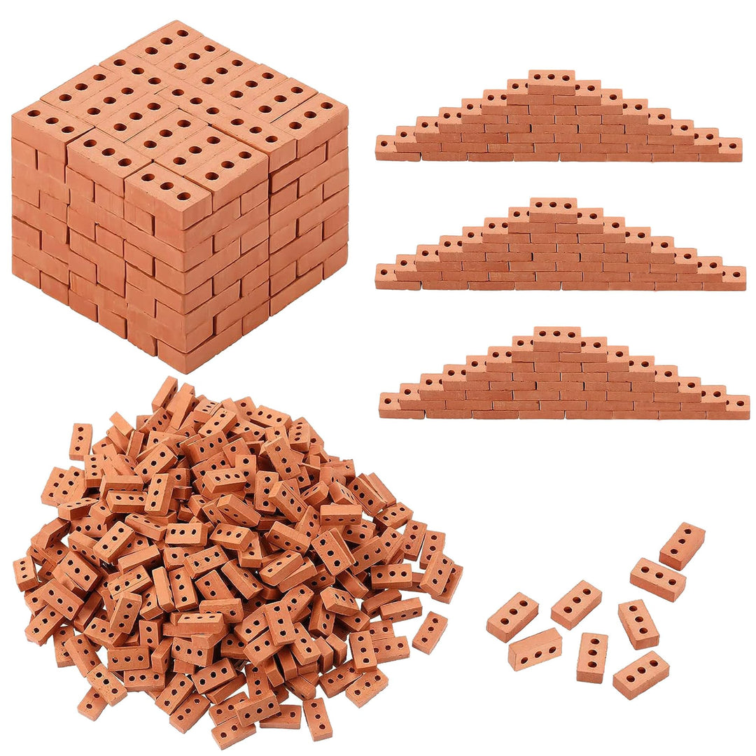 Woohome 300 Stück Mini Simulation Ziegel, 1:16 Mini Scale Ziegel Miniatur Ziegelsteine Backsteine Zi