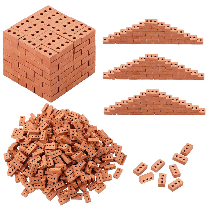 Woohome 300 Stück Mini Simulation Ziegel, 1:16 Mini Scale Ziegel Miniatur Ziegelsteine Backsteine Zi