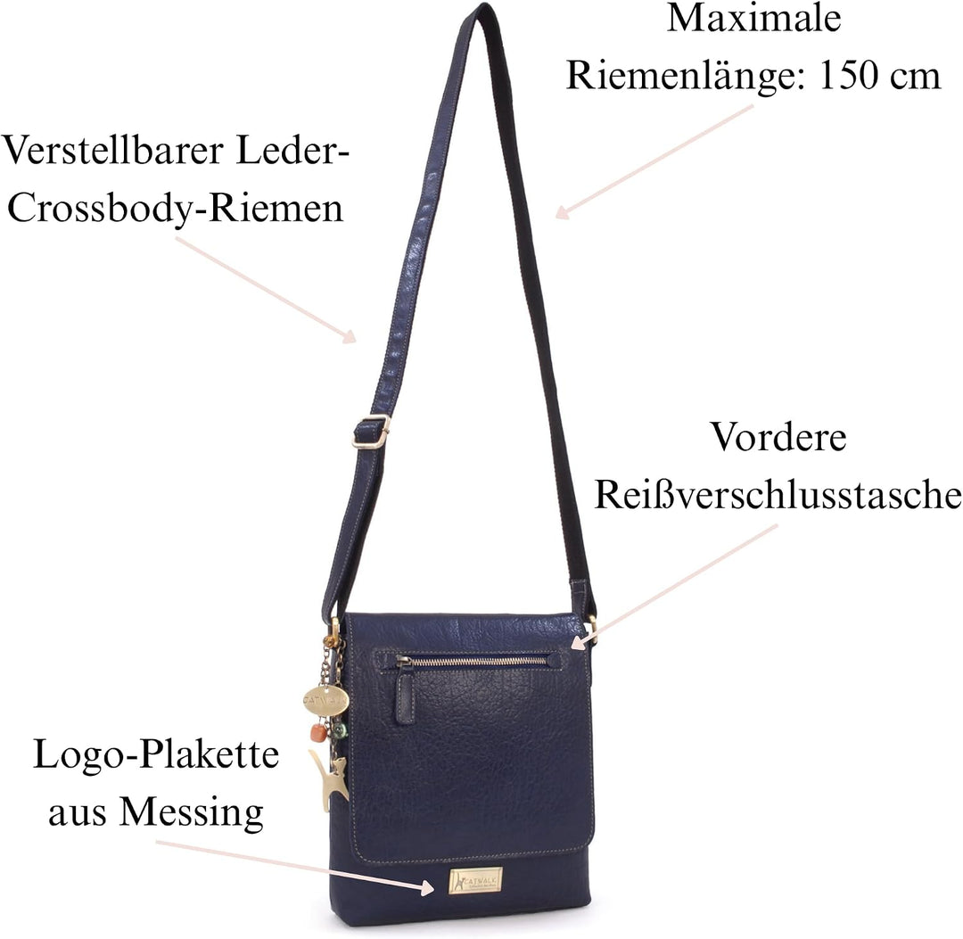 Catwalk Collection Handbags - Leder Umhängetasche Damen - Crossbody Bag/Messenger Bag Mittelgross -