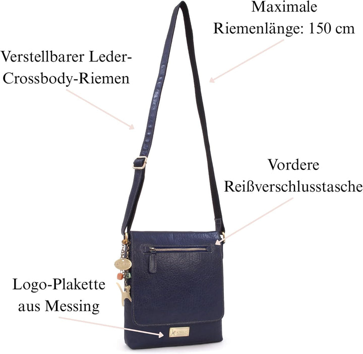 Catwalk Collection Handbags - Leder Umhängetasche Damen - Crossbody Bag/Messenger Bag Mittelgross -