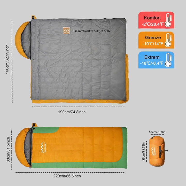 Daunen Deckenschlafsack, Leichter Kleiner Kompakt Schlafsack für Alle Jahreszeiten Camping, Wandern