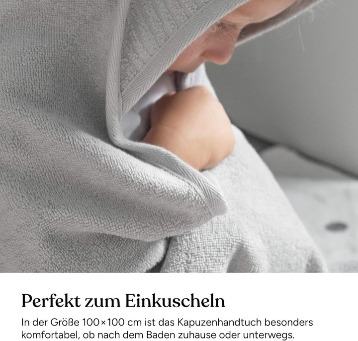 Ehrenkind® Kapuzenhandtuch | Babyhandtuch mit Kapuze aus kuschelig weicher Bio-Baumwolle | Badetuch