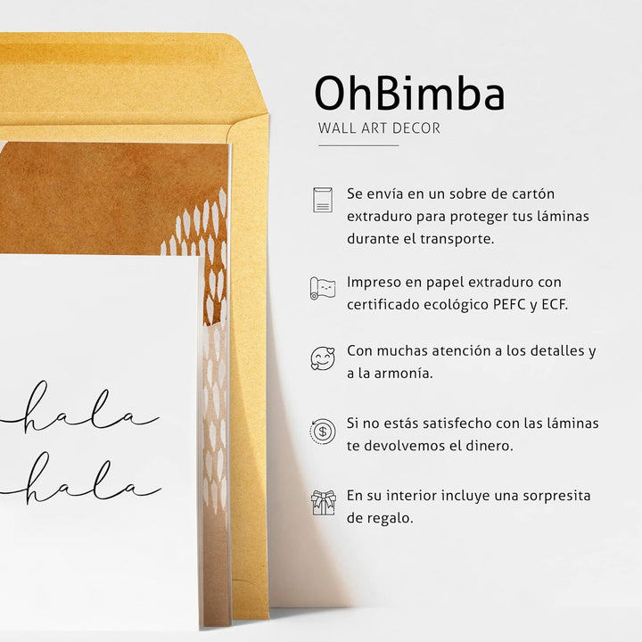 Ohbimba Set mit abstrakten Dekorationen, 6 Bögen (ohne Rahmen) – 2 in A3 und 4 in A4 Grösse – Wandde