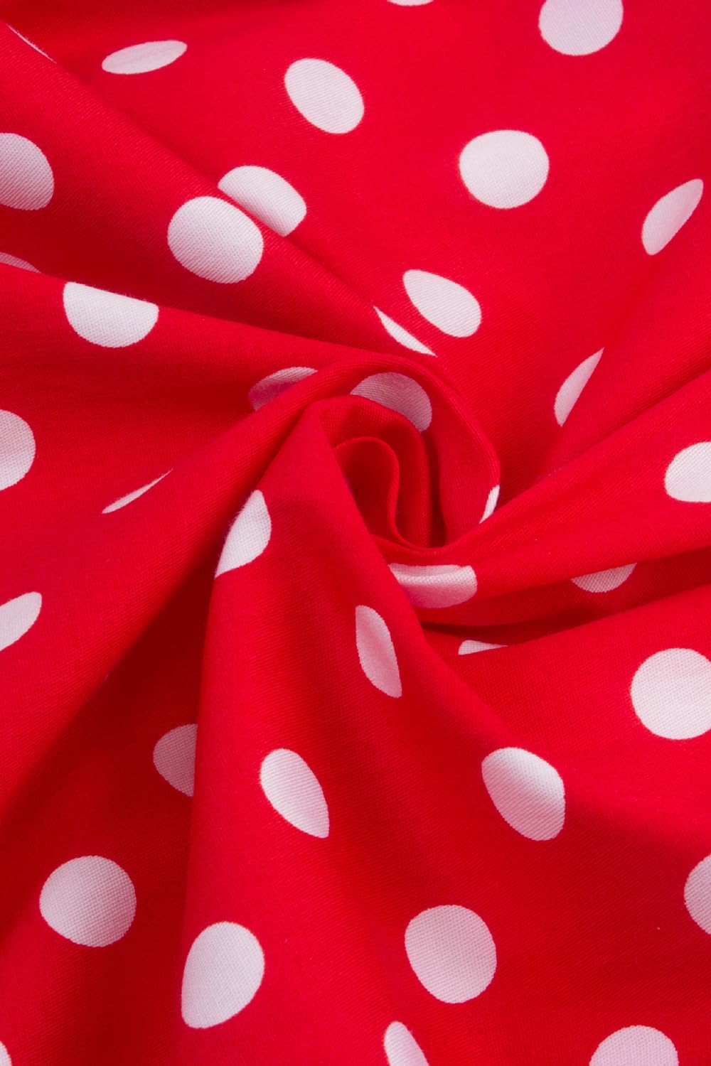AXOE Damen Gepunktet Rockabilly Vintage Kleid mit Gürtel Partykleid XS Rot