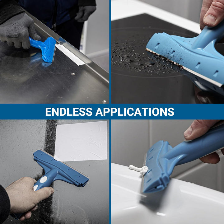 GLASS POLISH 150mm SCRATCHLESS Schaber mit doppelseitiger Edelstahlklinge, professioneller Glasschab