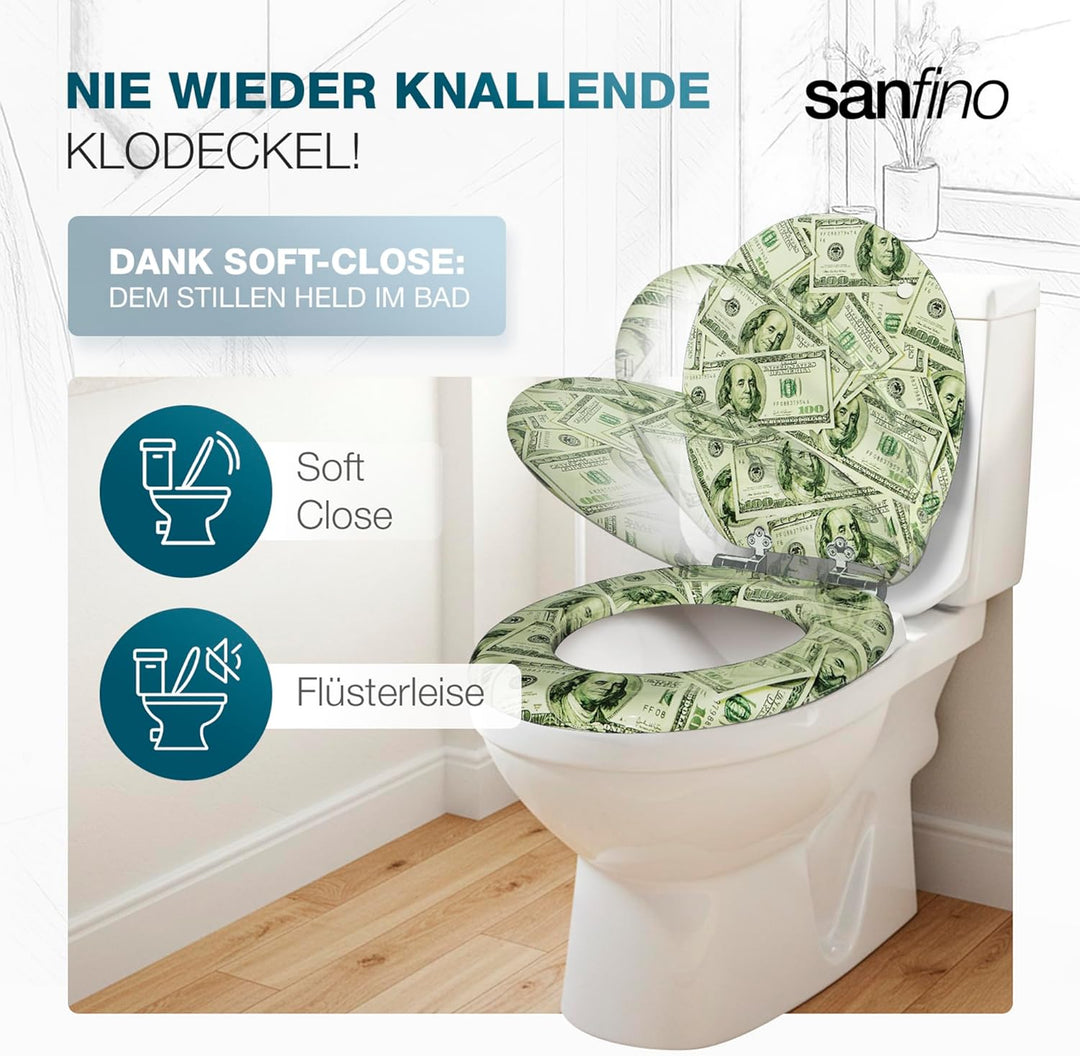 Premium WC Sitz mit Absenkautomatik – hochwertige Toilettendeckel aus Holz, viele bunte Motive, hohe