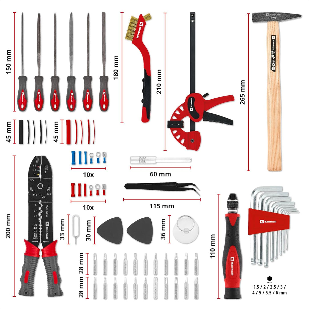 Original Einhell Werkzeugkoffer Hobby E-Case 153-tlg. (Elektronik-Reparatur-Set, Elektroarbeiten, El