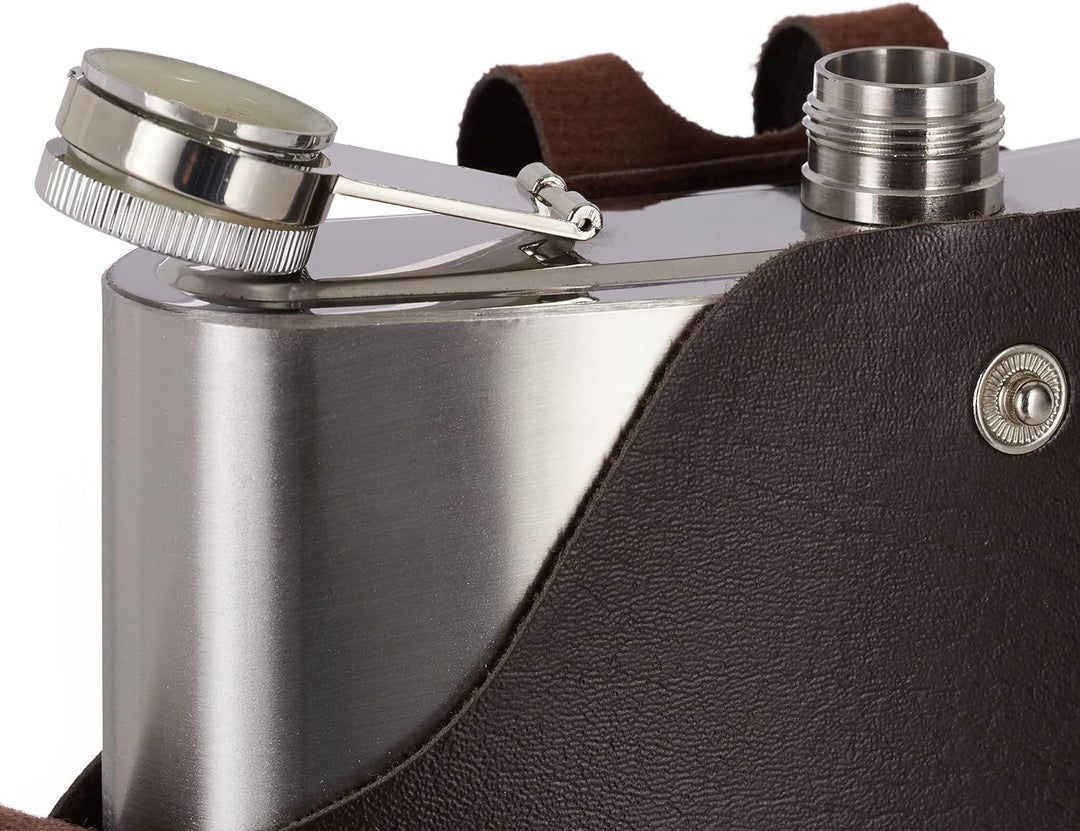 5 x Flachmann aus Edelstahl, XXL, hochwertige Taschenflasche zum Umhängen, 1,8l Fassungsvermögen, Pa