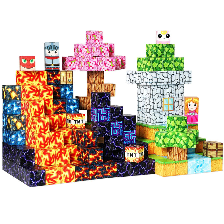 WOOBLO Magnetische Bausteine,150 Teile Magnetbausteine Magnetspielzeug Magneten Kinder,Magnetische B