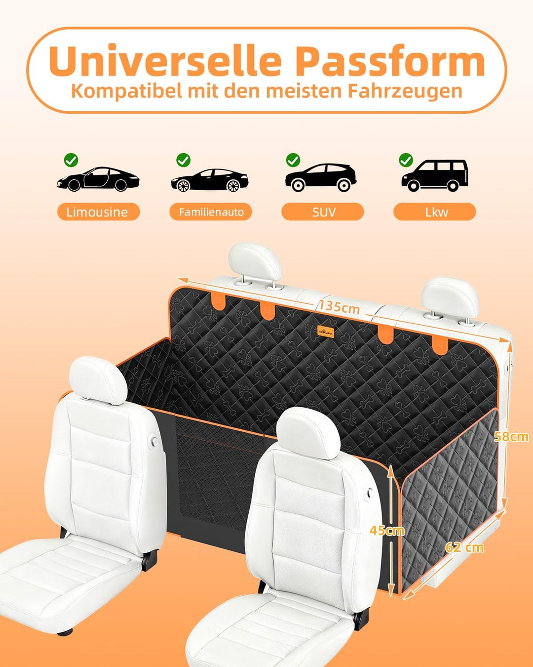 Hundedecke Auto Rückbank mit Harter Boden Wasserdicht Kratzfeste Autoschondecke Hund Rücksitz mit Se