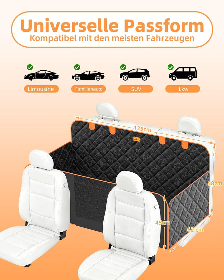 Hundedecke Auto Rückbank mit Harter Boden Wasserdicht Kratzfeste Autoschondecke Hund Rücksitz mit Se