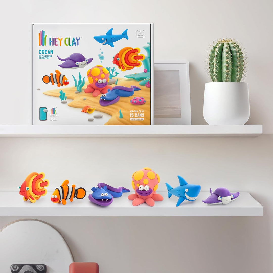 HEY CLAY - 15 Dosen lufttrocknende Knete für Kinder ab 3 Jahren - Kreatives Bastelset - Modelliermas