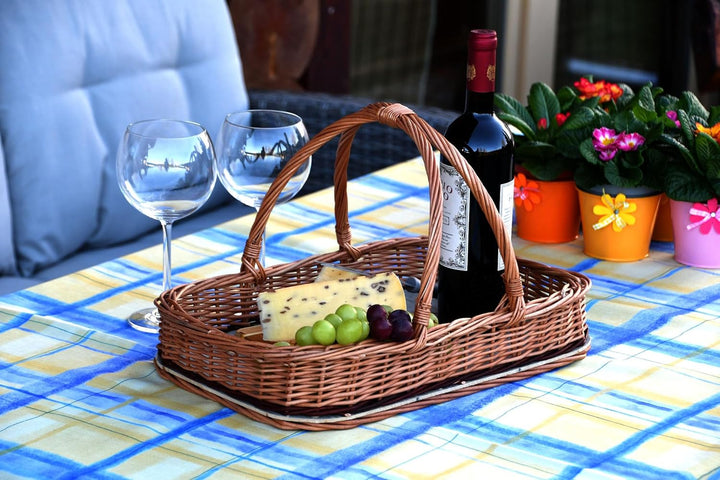 Tablett Serviertablett Korb aus Weide für Obst Brot Gebäck Weidentablett Weidenkorb Tragekorb Traget