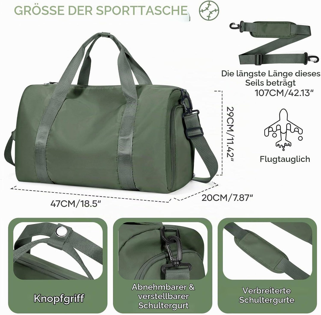 HYC00 Sport Duffel Bag Damen Herren Sporttasche mit Nassfach &amp; Schuhfach Reise Duffel Bags Übernacht