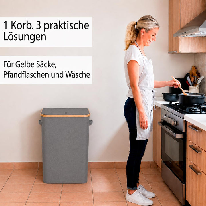 Gelber Sack Ständer Stabil mit Deckel – Müllständer &amp; Müllsackständer 70-120L, Gelber Sack Halter, M