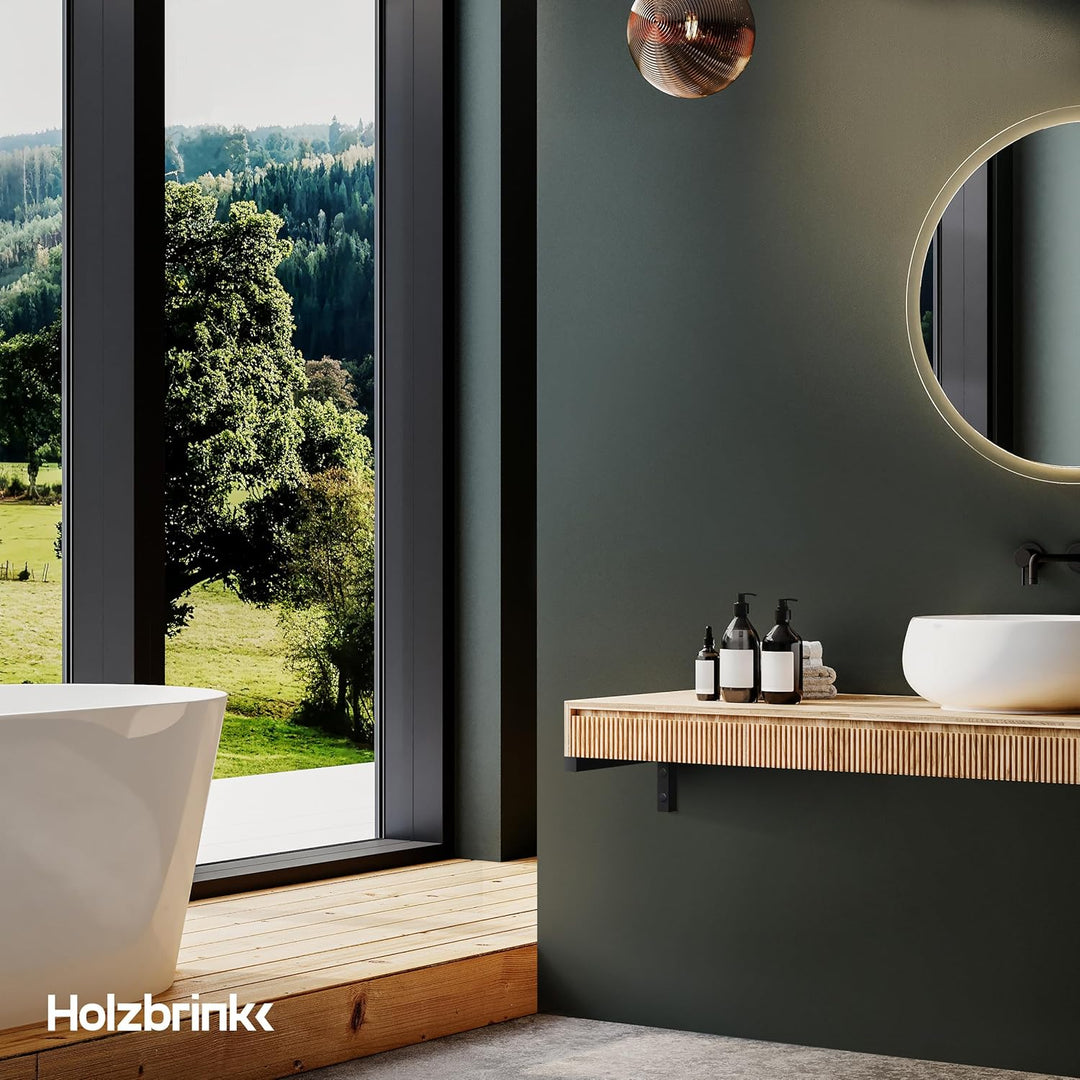 HOLZBRINK 2X Wandkonsole Weiss für Waschtisch, Design und stabil Waschtischhalterung oder Winkel für