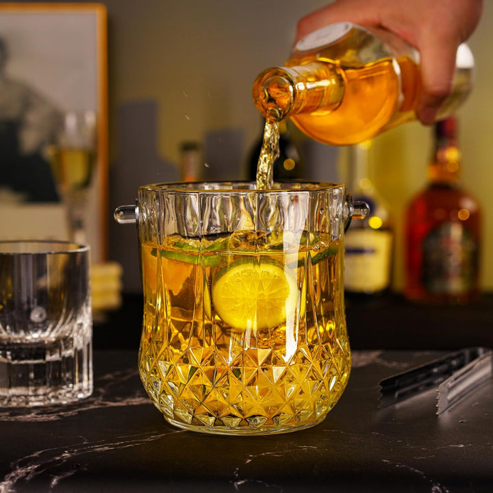 Glas-Eiskübel mit Griff und Eiszange, hält 1,0 l Eiskübel für Cocktailbar, Wein, Zuhause, Bar, Zubeh
