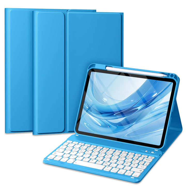 Vobafe Hülle mit Tastatur für iPad A16 11/10 Generation (2025/2022, 10,9/11 Zoll), Magnetisch Abnehm