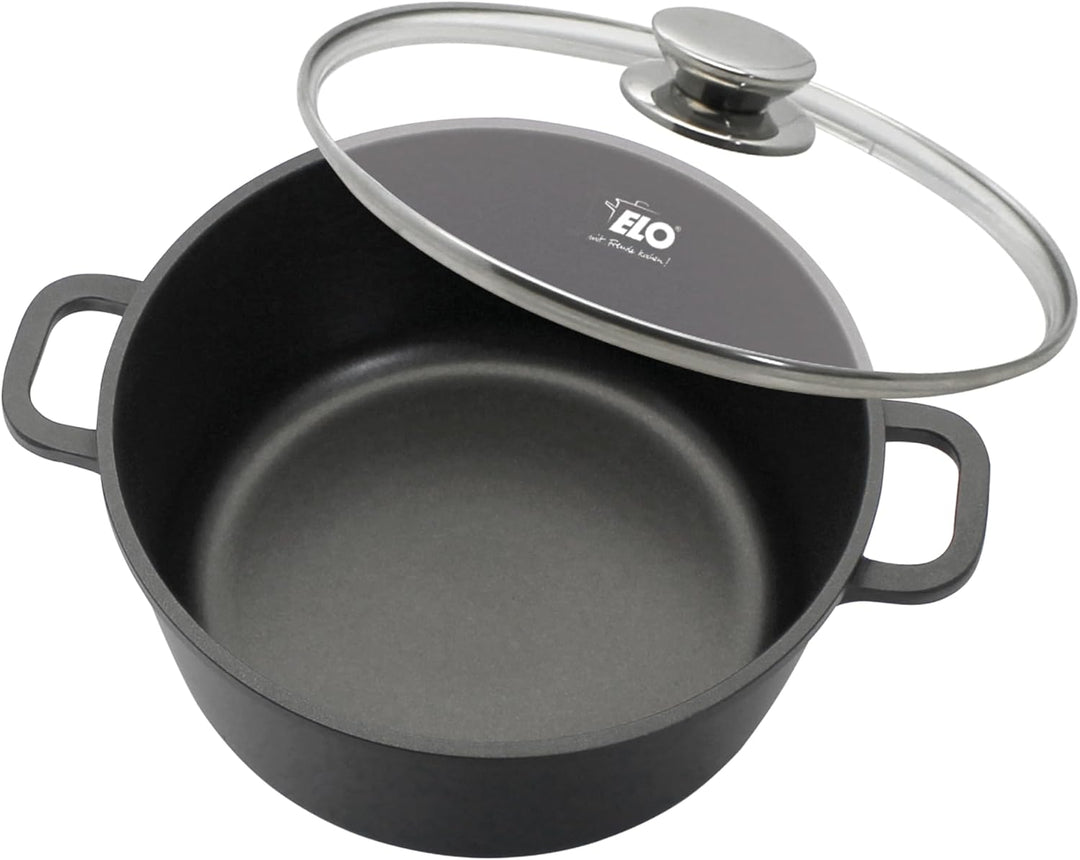 ELO Alucast Kochtopf 16 cm mit Glasdeckel, aus hochwertigem Aluminiumguss - hochwertig, antihaftbesc