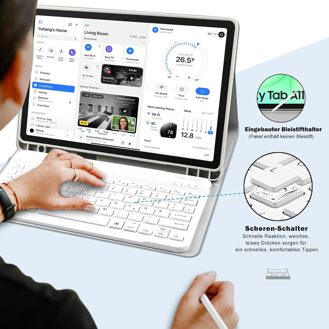 Tastatur Hülle für Samsung Galaxy Tab A11+ 2025 (SM-X230)/Tab A9+ 2023 (SM-X210),Magnetische Abnehmb