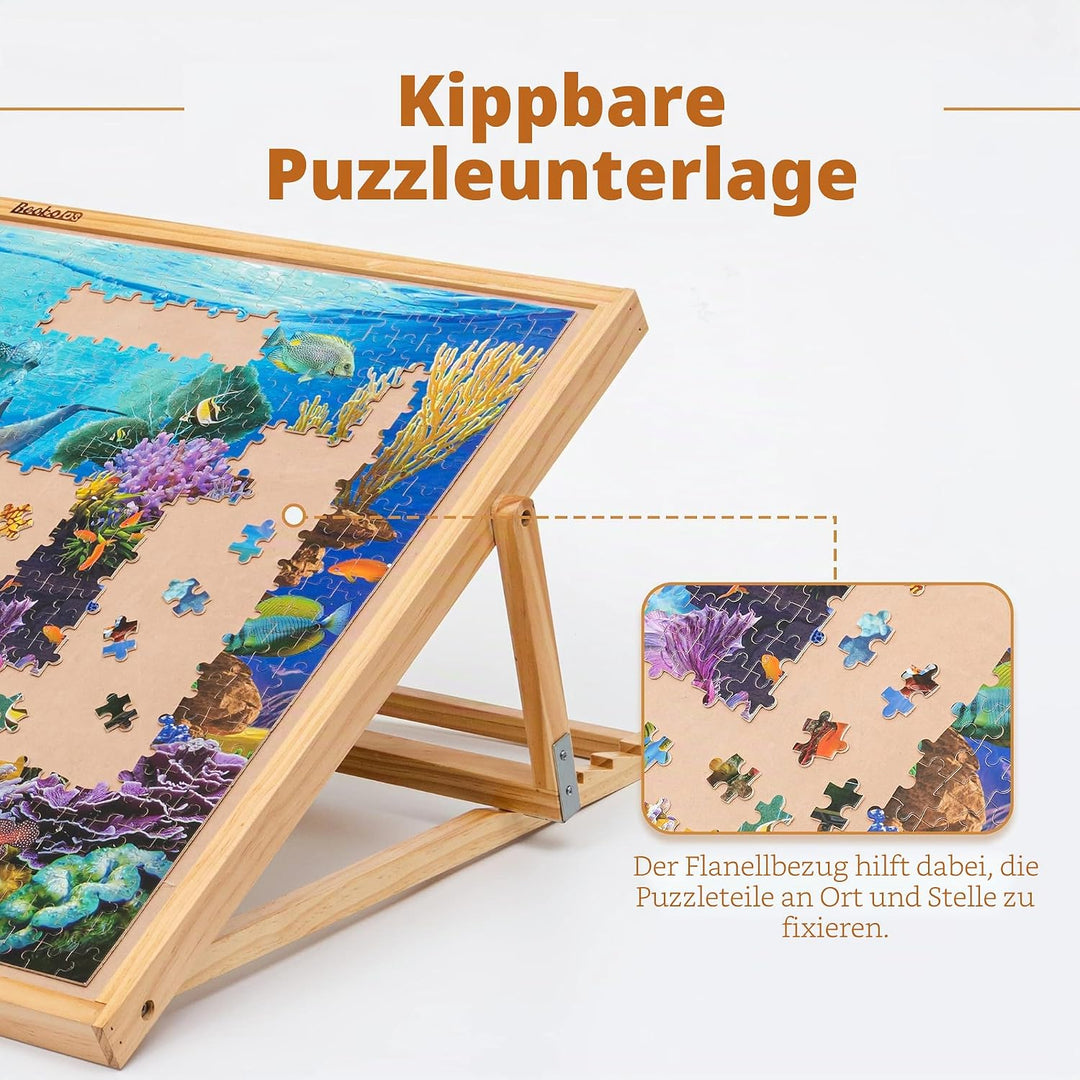 Becko Adjustable Wooden Puzzle Board Jigsaw Puzzle Plateau Puzzle Easel for Adults and Kids for Puzz