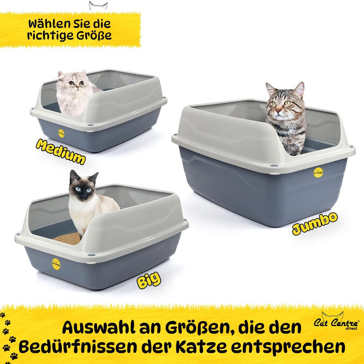 Cat Centre Katzenklo XL Offen Mit Extra Hohem Rand Katzentoilette Ohne Deckel Grau XL 56 x 40 cm XL