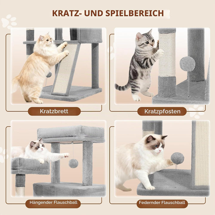 Kratzbaum 152 cm, Katzenbaum Gross, Kratzbaum Grosse Katzen Stabil mit Kratzsäulen, Kratzbrett, 2 Be