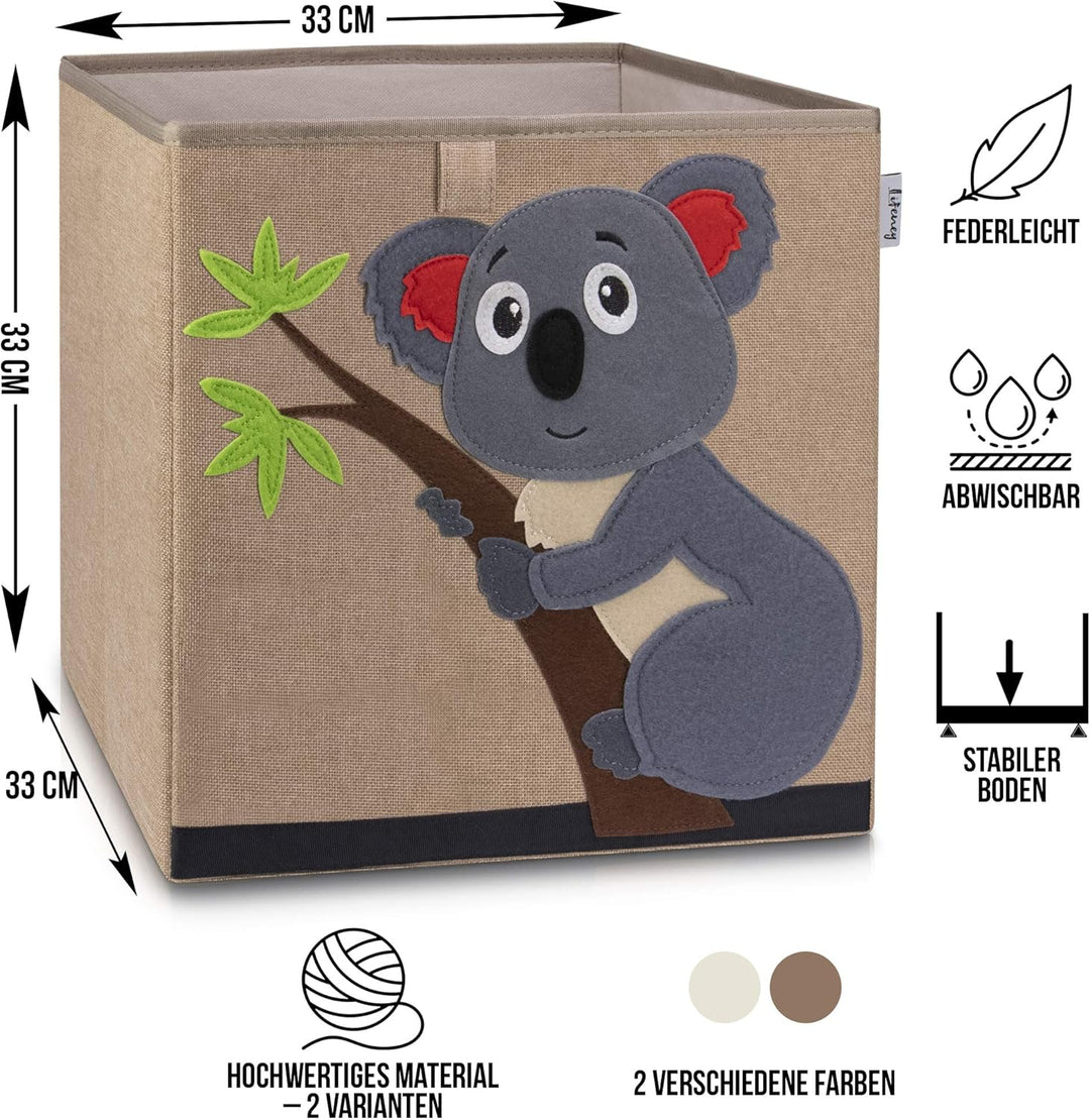 Aufbewahrungsbox mit Koala Motiv I Spielzeugbox mit Tiermotiv passend für Würfelregale I Ordnungsbox