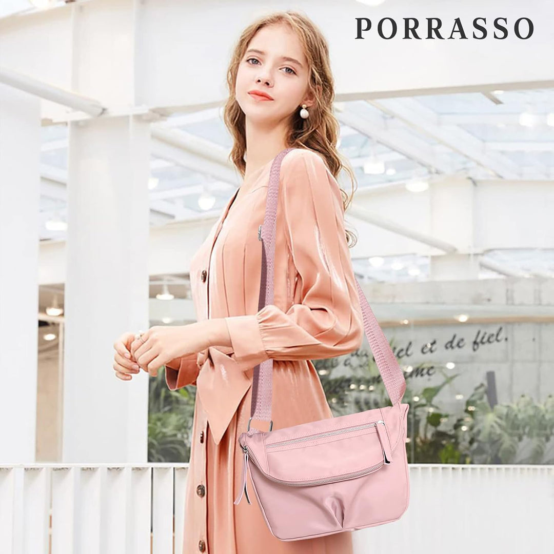 PORRASSO Damen Schultertasche Casual Umhängetasche Nylon Multi Tasche Handtasche Frauen Crossbody Ba