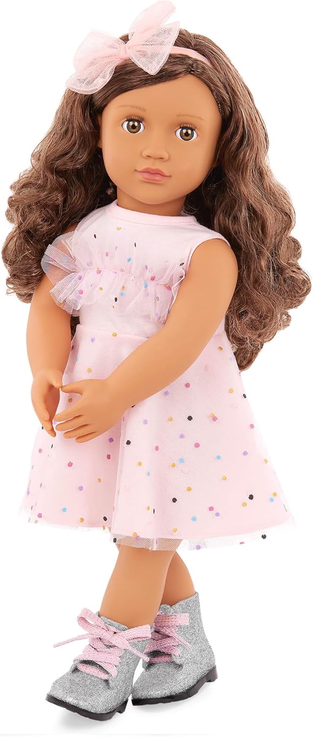 Our Generation – Pink & Bunt – 46 cm Puppenkleidung – Partykleid mit Konfetti-Print – Stirnband & St