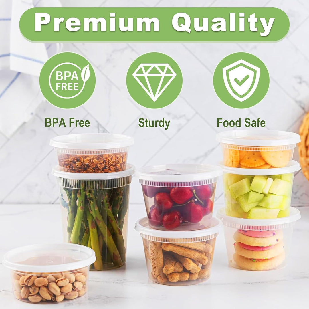 24 Sets Deli Container, 12oz & 24oz, Kunststoffbehälter mit Deckel, Deli Cups & Food Container - BPA