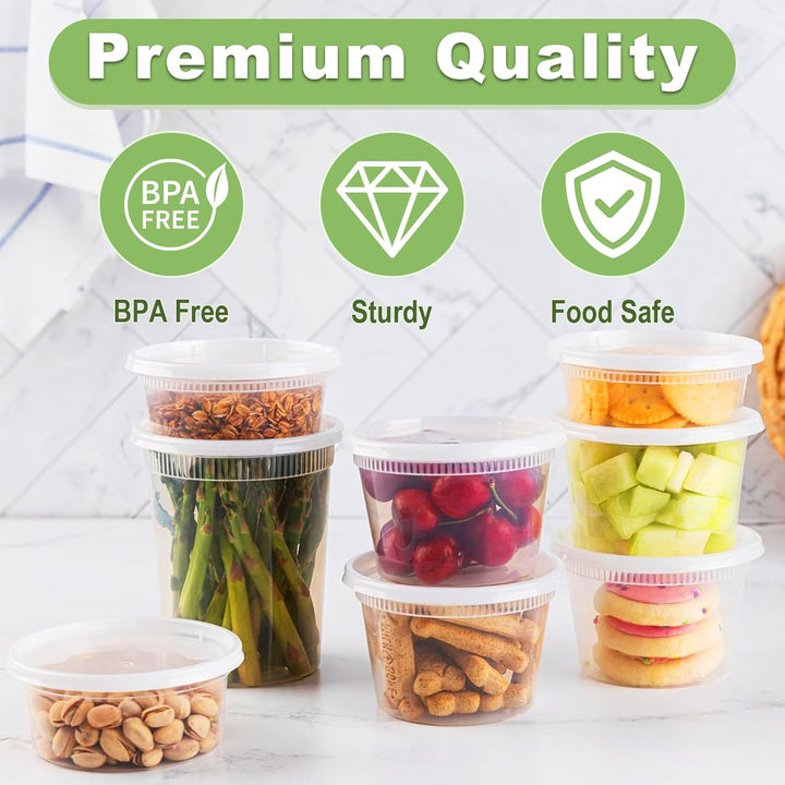 24 Sets Deli Container, 12oz & 24oz, Kunststoffbehälter mit Deckel, Deli Cups & Food Container - BPA