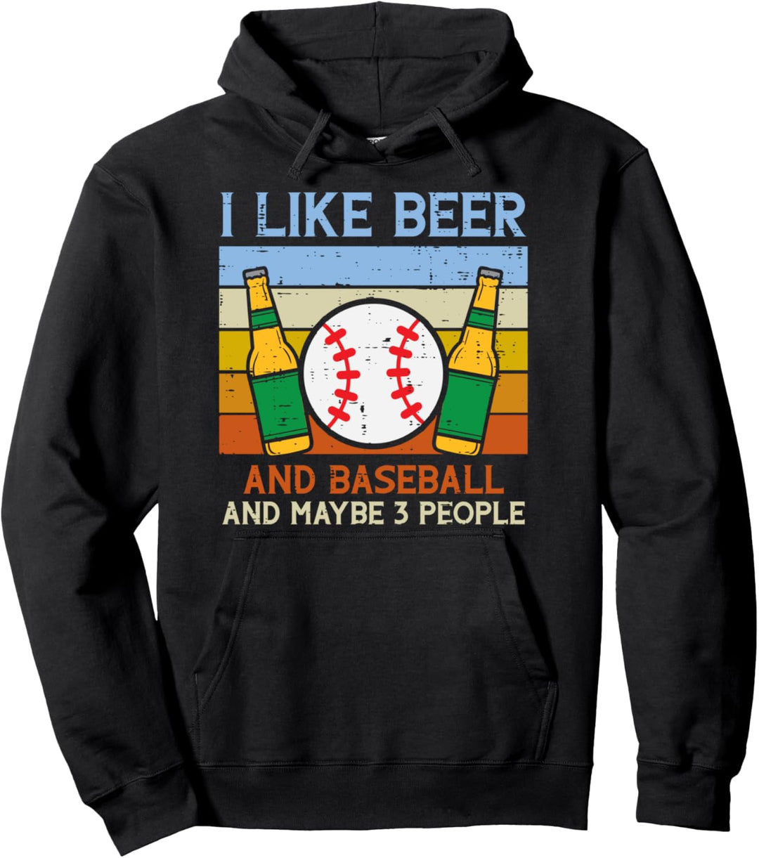 I Like Beer Baseball 3 People Funny Sport Drinking Men Women Pullover Hoodie