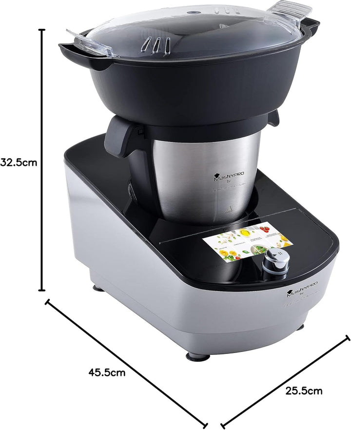 MasterPRO BY CARLO CRACCO - Küchenmaschine 1000W 3.5L - 12 Programme - LED Touch Control - Multifunk