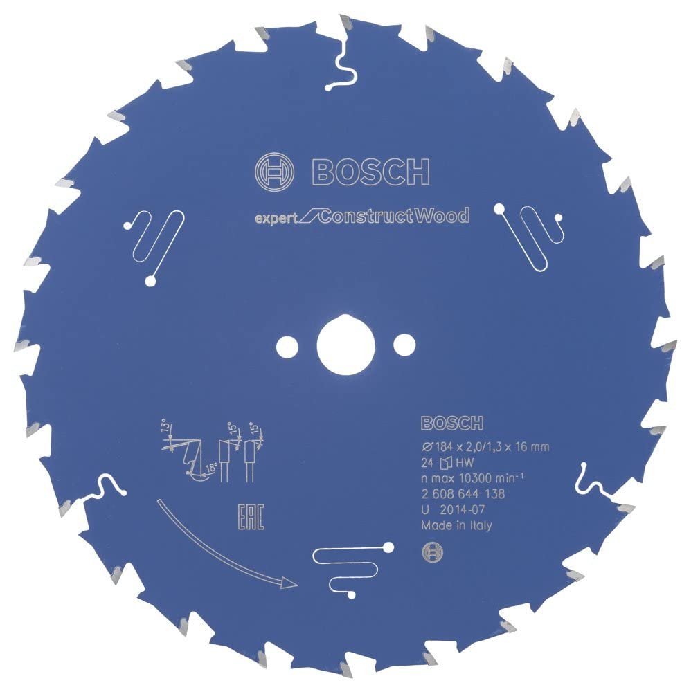 Bosch Professional Kreissägeblatt Expert for Construct Wood (Holz, 184 x 16 x 2 mm, 24 Zähne, Zubehö
