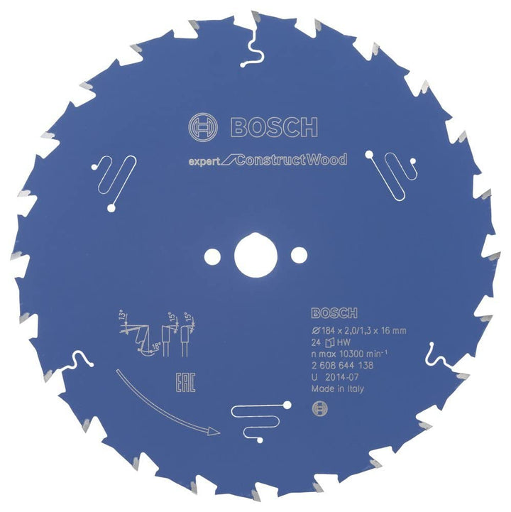 Bosch Professional Kreissägeblatt Expert for Construct Wood (Holz, 184 x 16 x 2 mm, 24 Zähne, Zubehö