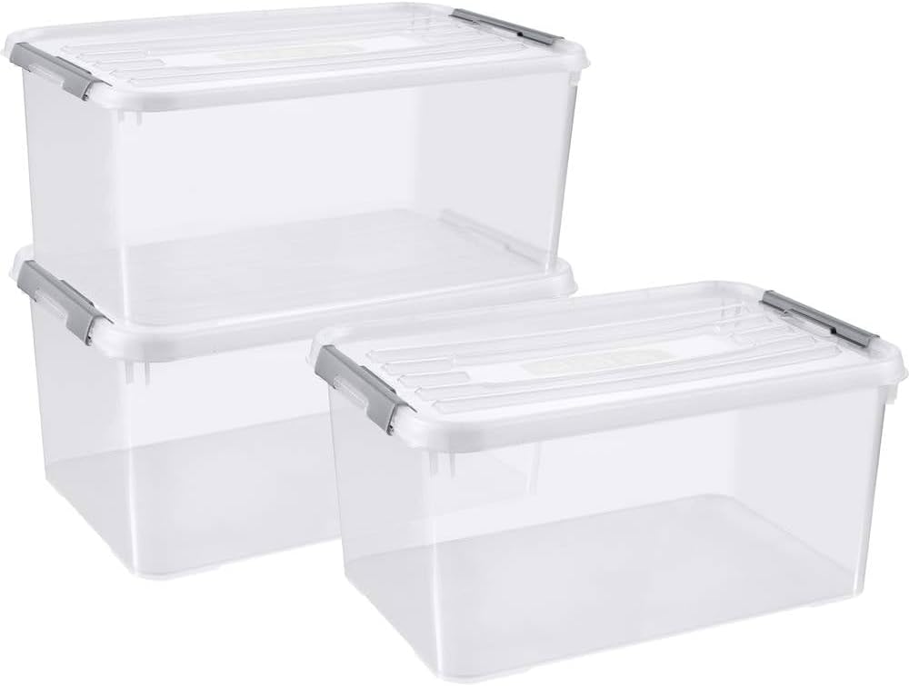 Curver Handy + Aufbewahrungsboxen-Set, Kunststoff, transparent, 3x50L, 3