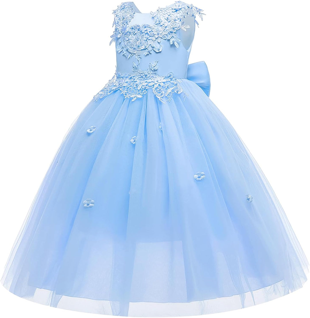 LOLANTA Festliches Kleid Mädchen, Prinzessin Kleider Mädchen Hochzeit, Rosa/Weiss/Blaues Tüllkleid f